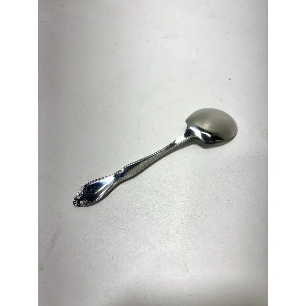 Vintage Stainless Korea Sugar Spoon Floral Scroll Monogram J NOS